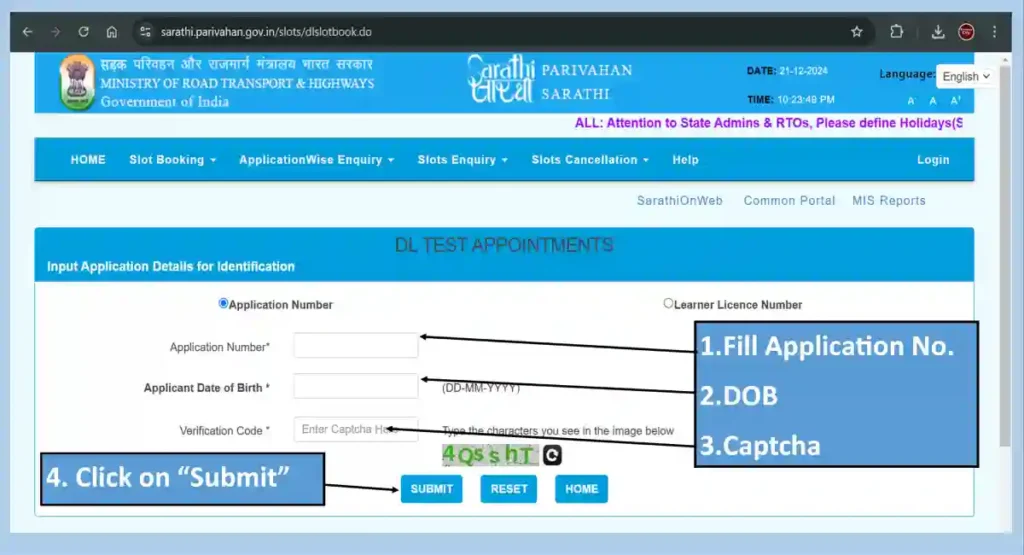 How To make driving licence in India in 2025-parivahan-portal-slot booking image1