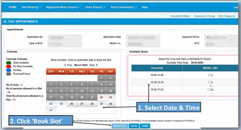 How To make driving licence in India in 2025-parivahan-portal-slot booking image2